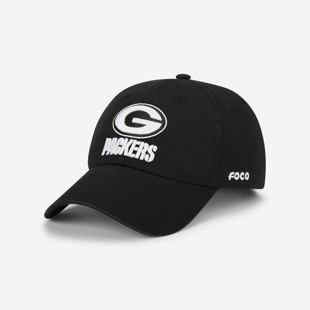 Green Bay Packers Black & White Casual Cap FOCO - FOCO.com