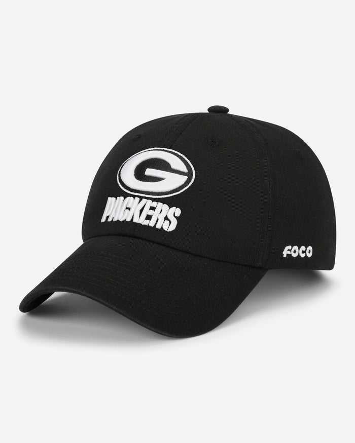 Green Bay Packers Black & White Casual Cap FOCO - FOCO.com