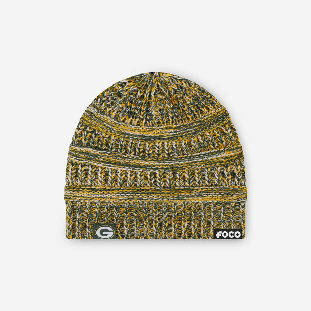 Green Bay Packers Womens Color Wave Ponytail Beanie FOCO - FOCO.com