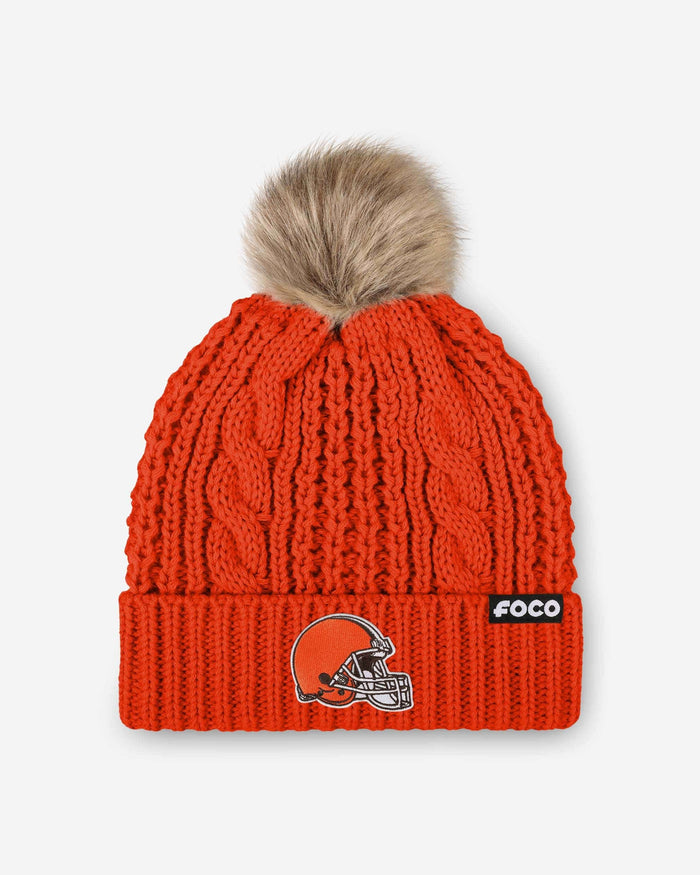 Cleveland Browns Womens Faux Fur Pom Beanie FOCO - FOCO.com