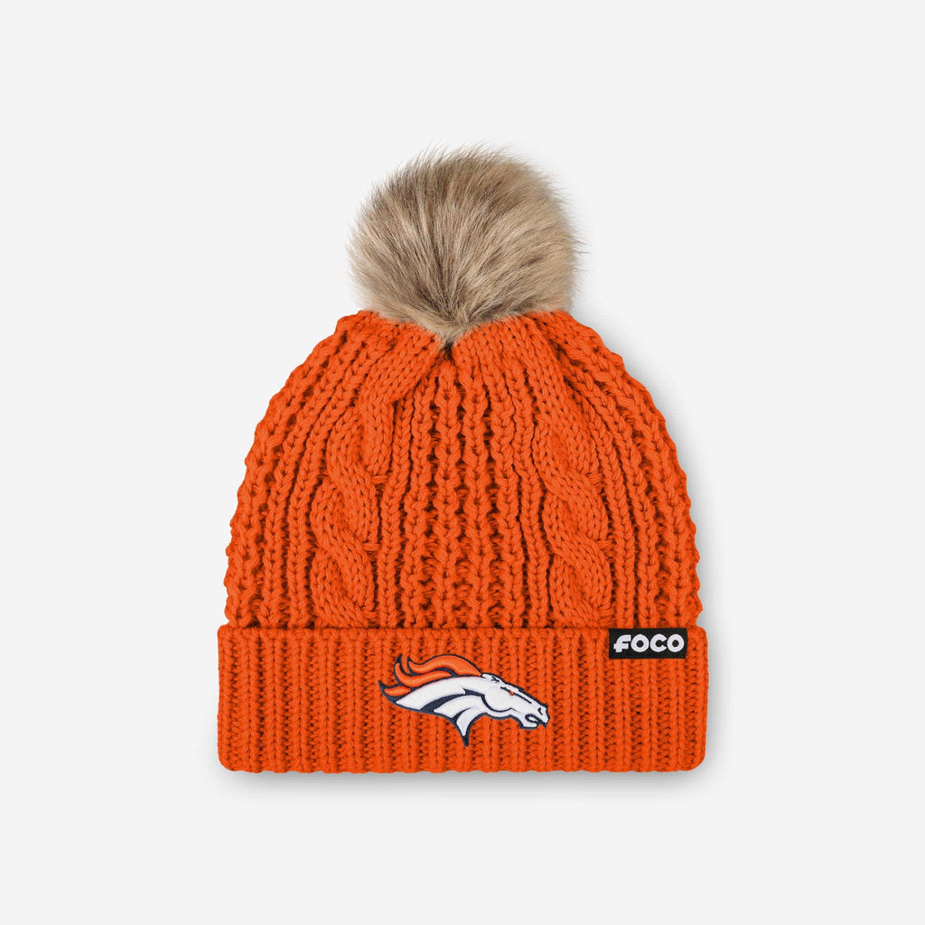 Denver Broncos Womens Faux Fur Pom Beanie FOCO - FOCO.com