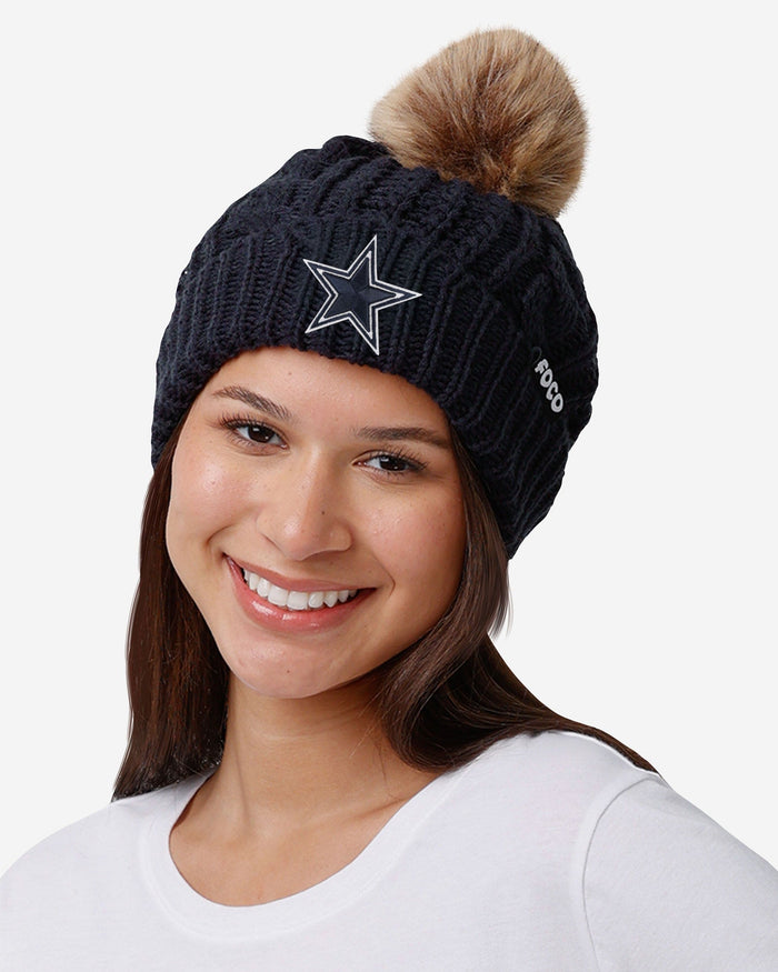 Dallas Cowboys Womens Faux Fur Pom Beanie FOCO - FOCO.com