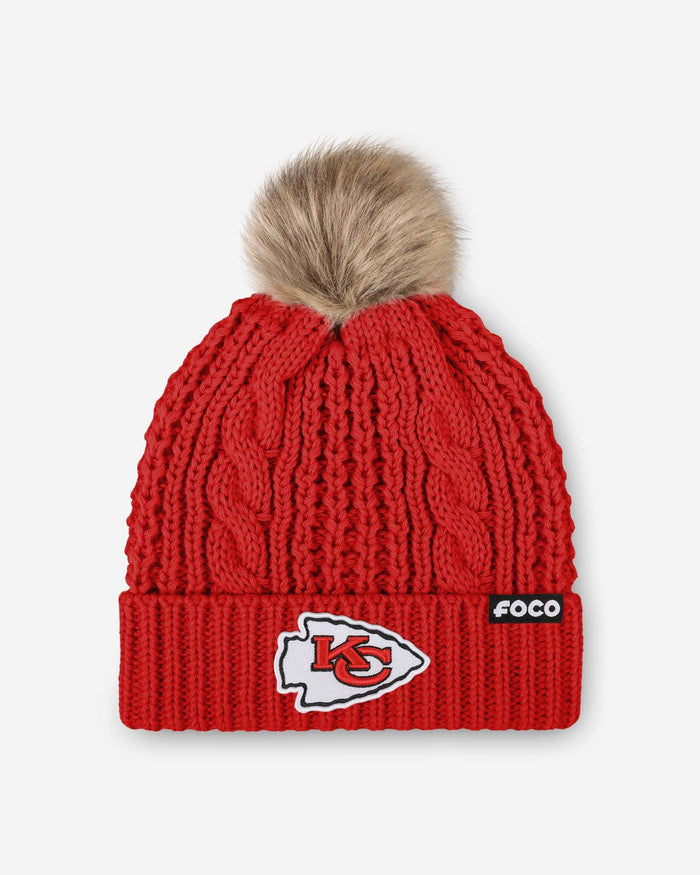 Kansas City Chiefs Womens Faux Fur Pom Beanie FOCO - FOCO.com