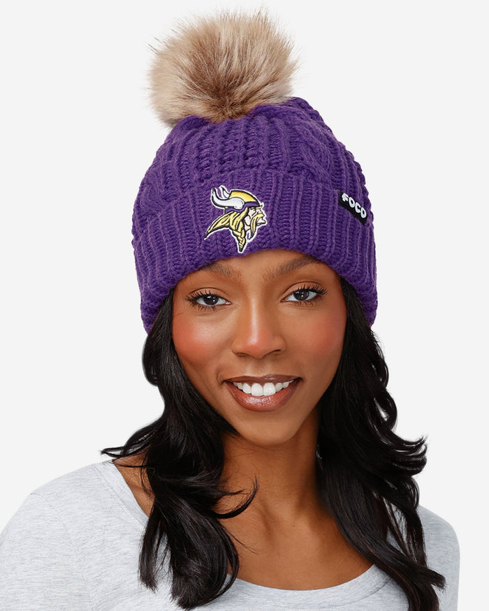 Minnesota Vikings Womens Faux Fur Pom Beanie FOCO - FOCO.com