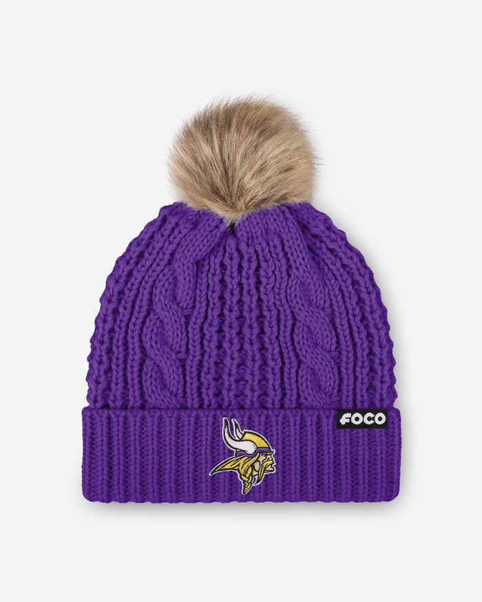 Minnesota Vikings Womens Faux Fur Pom Beanie FOCO - FOCO.com