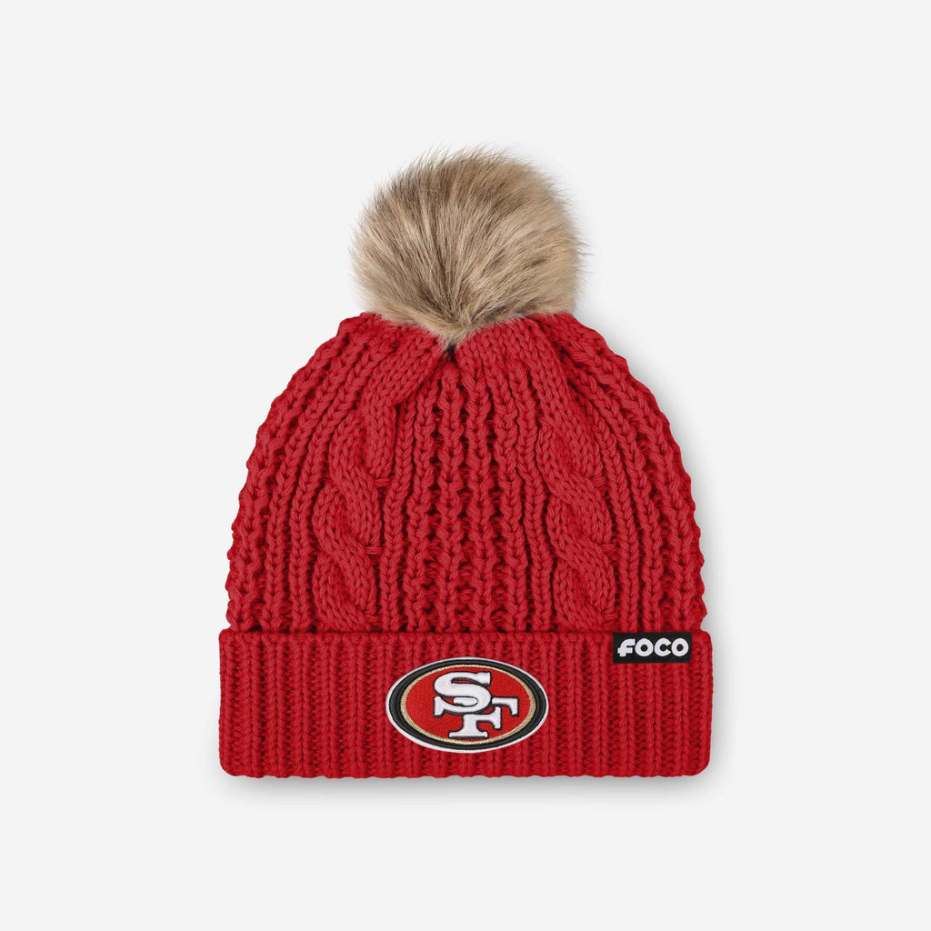 San Francisco 49ers Womens Faux Fur Pom Beanie FOCO - FOCO.com