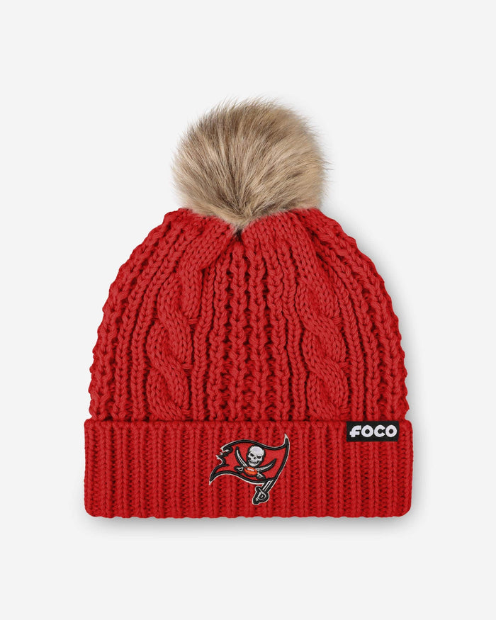 Tampa Bay Buccaneers Womens Faux Fur Pom Beanie FOCO - FOCO.com