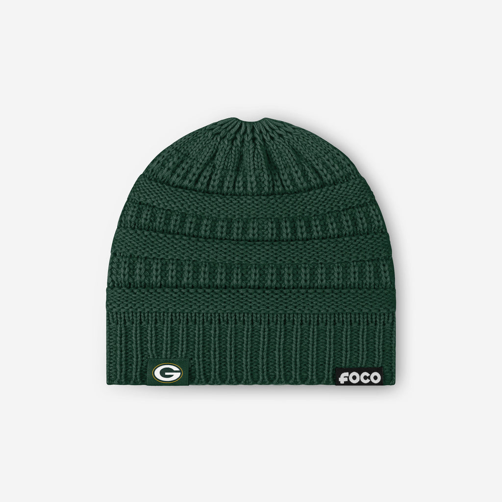 Green Bay Packers Womens Solid Ponytail Beanie FOCO - FOCO.com