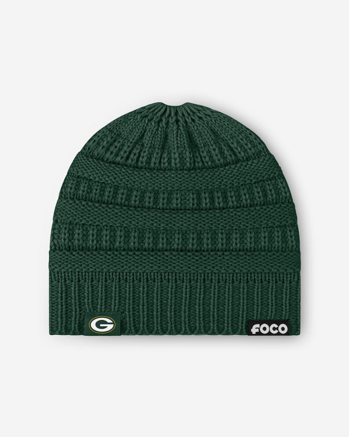 Green Bay Packers Womens Solid Ponytail Beanie FOCO - FOCO.com