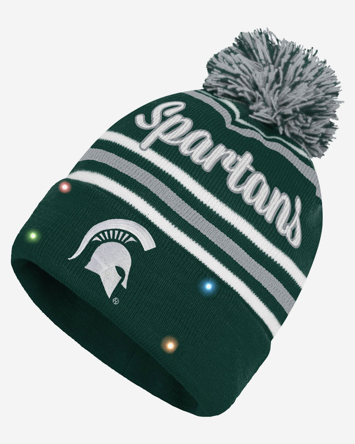 Michigan State Spartans Womens Wordmark Script Light Up Beanie FOCO - FOCO.com