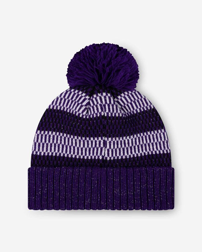 Baltimore Ravens Womens Cozy Knit Metallic Thread Pom Beanie FOCO - FOCO.com