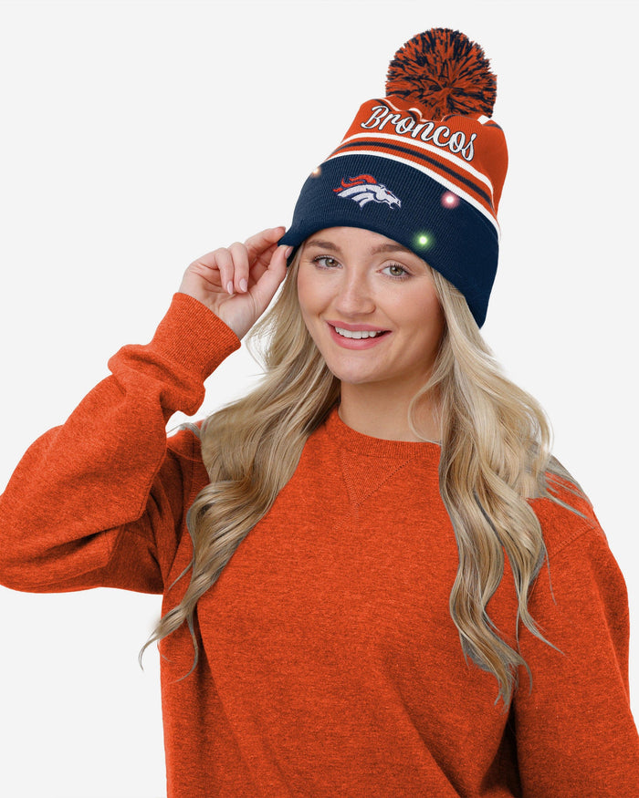 Denver Broncos Womens Wordmark Script Light Up Beanie FOCO - FOCO.com