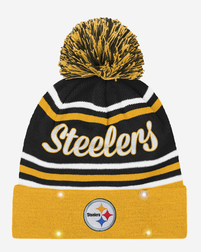 Pittsburgh Steelers Womens Wordmark Script Light Up Beanie FOCO - FOCO.com