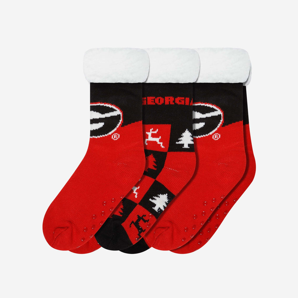 Georgia Bulldogs Womens Fan Footy 3 Pack Slipper Socks FOCO - FOCO.com