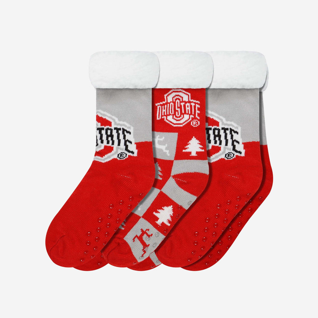 Ohio State Buckeyes Womens Fan Footy 3 Pack Slipper Socks FOCO - FOCO.com