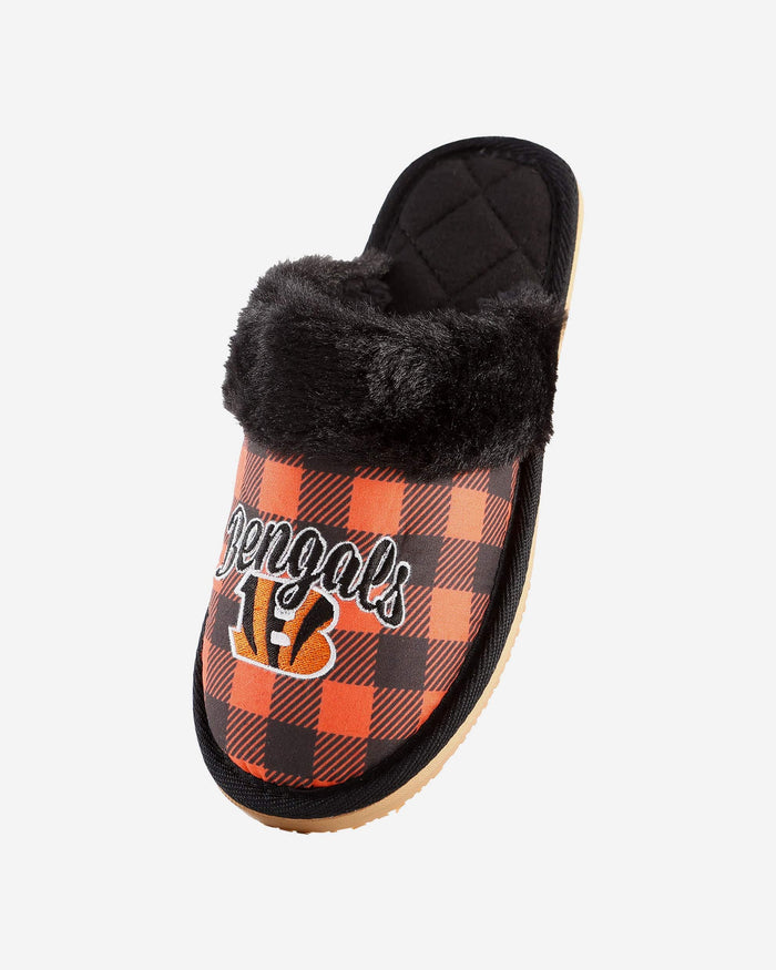 Cincinnati Bengals Womens Plaid Sherpa Mule Slipper FOCO - FOCO.com