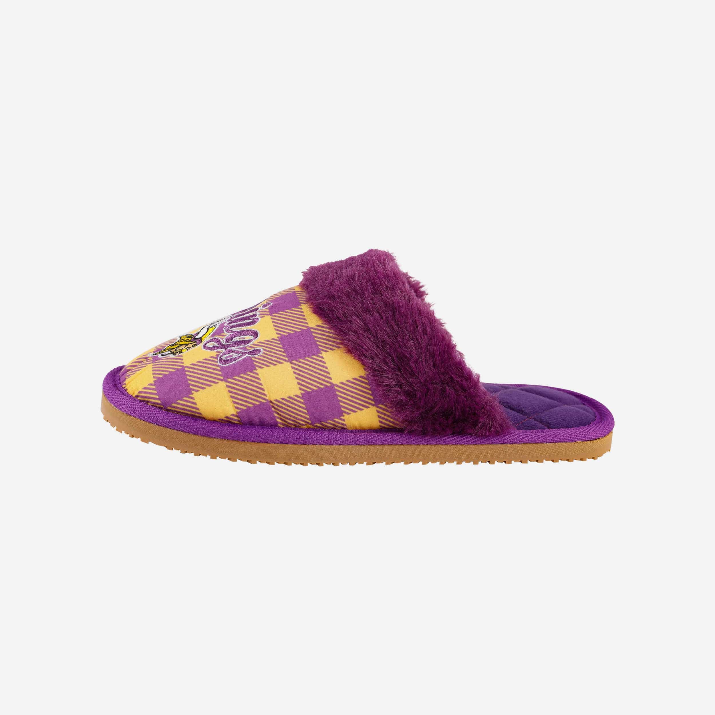 Minnesota Vikings Womens Plaid Sherpa Mule Slipper FOCO