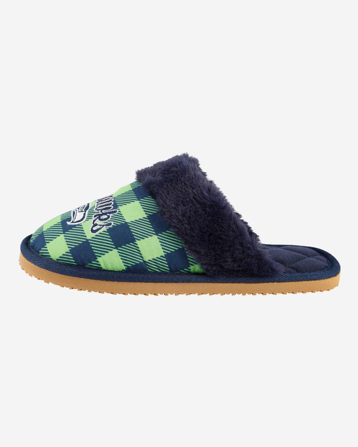 Seattle Seahawks Womens Plaid Sherpa Mule Slipper FOCO S - FOCO.com