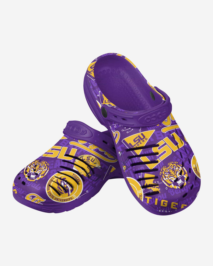 LSU Tigers Historic Print Clog With Strap FOCO - FOCO.com