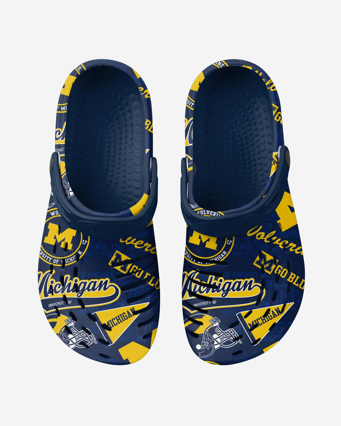 Michigan Wolverines Historic Print Clog With Strap FOCO - FOCO.com