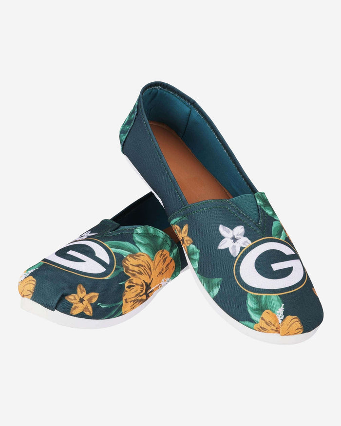 Green Bay Packers Womens Floral Canvas Shoe FOCO - FOCO.com