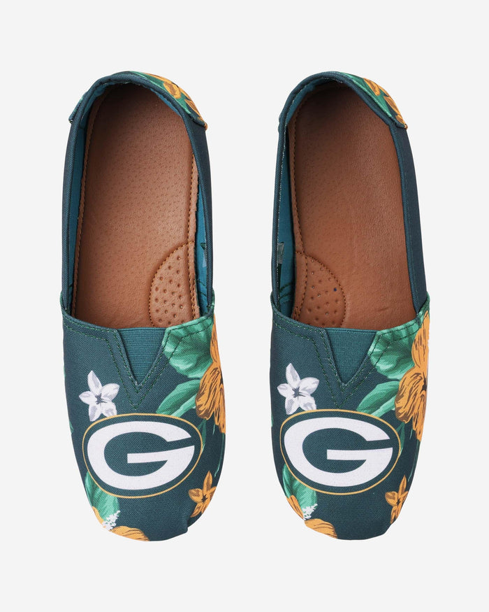 Green Bay Packers Womens Floral Canvas Shoe FOCO - FOCO.com