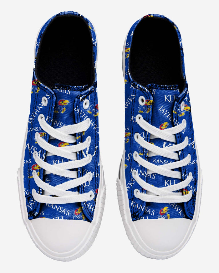 Kansas Jayhawks Womens Low Top Repeat Print Canvas Shoe FOCO - FOCO.com