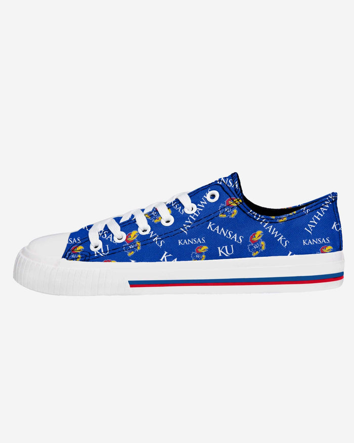 Kansas Jayhawks Womens Low Top Repeat Print Canvas Shoe FOCO 6 - FOCO.com