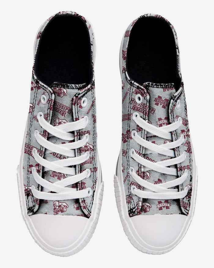 Mississippi State Bulldogs Womens Low Top Repeat Print Canvas Shoe FOCO - FOCO.com