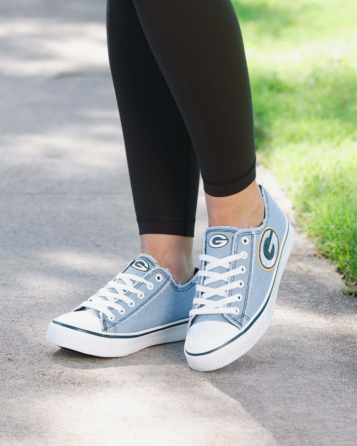 Green Bay Packers Womens Denim Low Top Canvas Shoe FOCO - FOCO.com