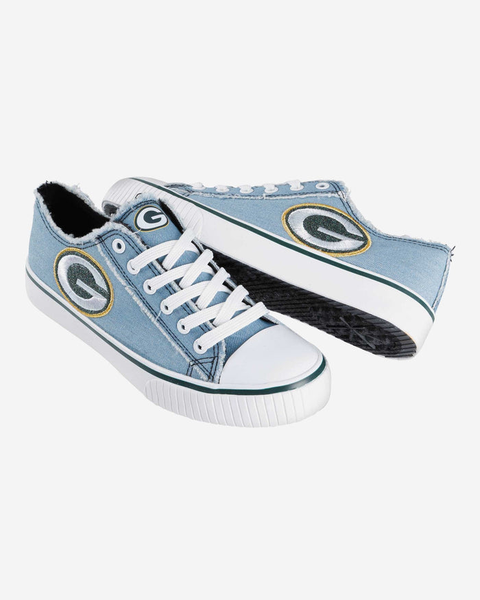 Green Bay Packers Womens Denim Low Top Canvas Shoe FOCO - FOCO.com