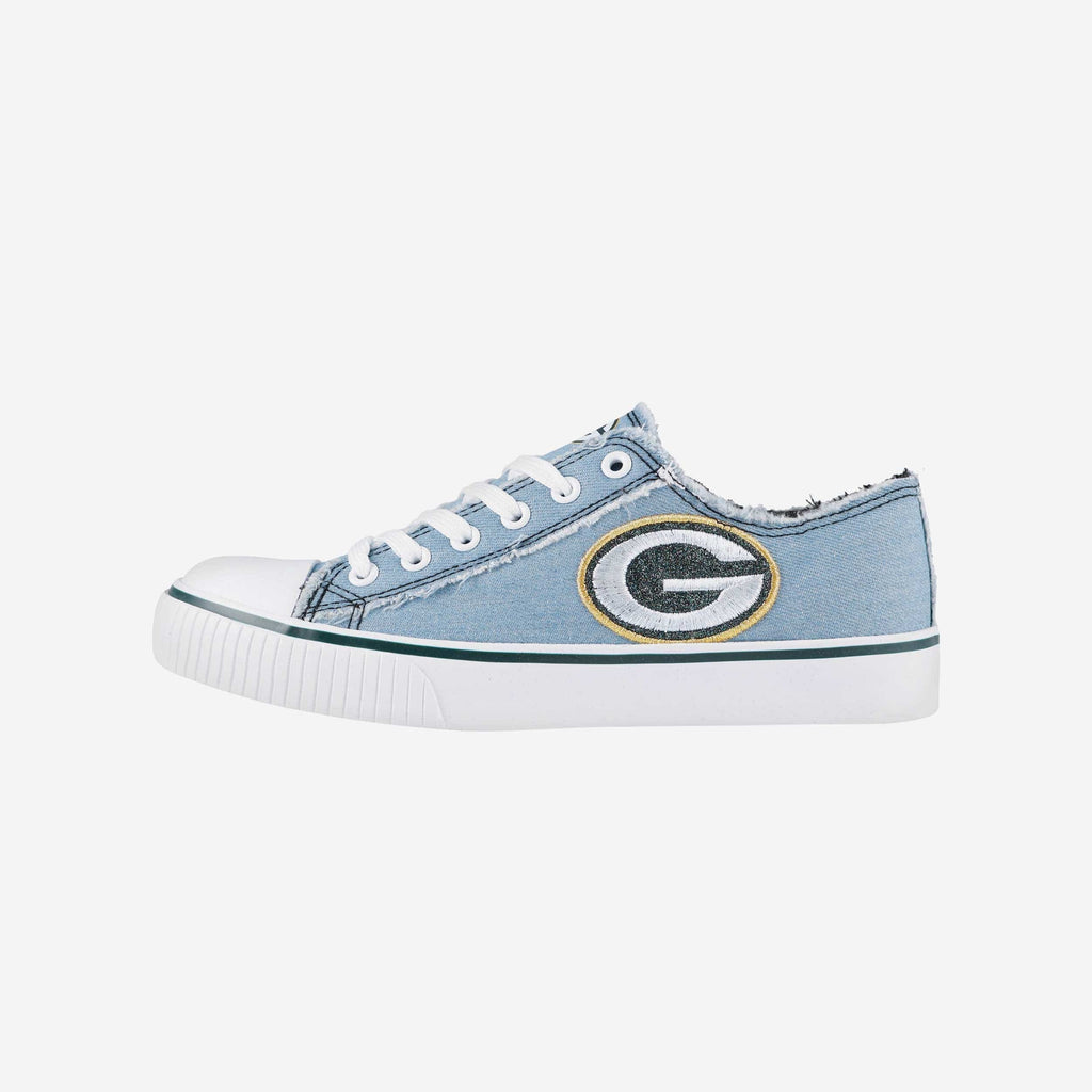 Green Bay Packers Womens Denim Low Top Canvas Shoe FOCO 6 - FOCO.com