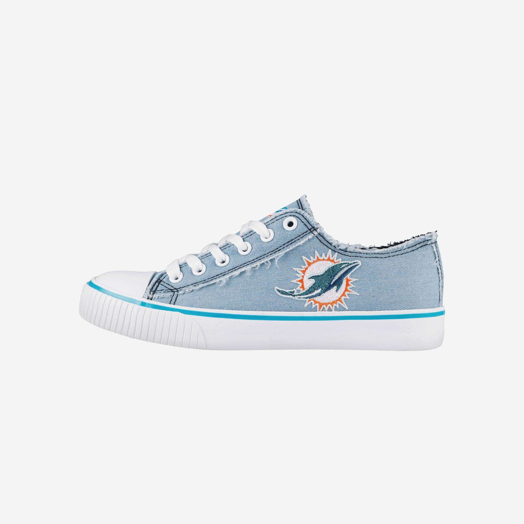 Miami Dolphins Womens Denim Low Top Canvas Shoe FOCO 6 - FOCO.com