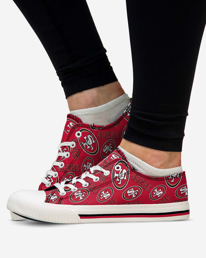 San Francisco 49ers Womens Low Top Repeat Print Canvas Shoe FOCO - FOCO.com