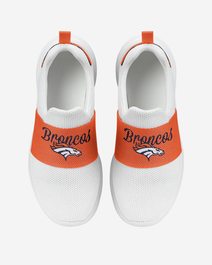 Denver Broncos Womens Script Wordmark White Slip On Sneakers FOCO - FOCO.com