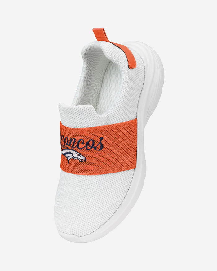 Denver Broncos Womens Script Wordmark White Slip On Sneakers FOCO - FOCO.com