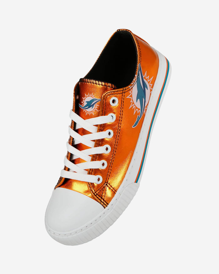 Miami Dolphins Womens Team Color Metallic Low Top Canvas Shoes FOCO - FOCO.com