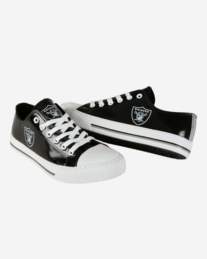 Las Vegas Raiders Womens Team Color Metallic Low Top Canvas Shoes FOCO - FOCO.com