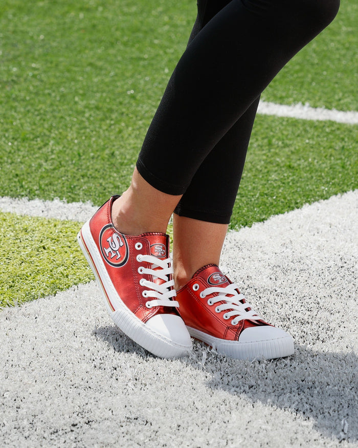 San Francisco 49ers Womens Team Color Metallic Low Top Canvas Shoes FOCO - FOCO.com