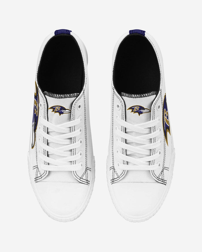 Baltimore Ravens Womens Big Logo Low Top White Canvas Shoes FOCO - FOCO.com