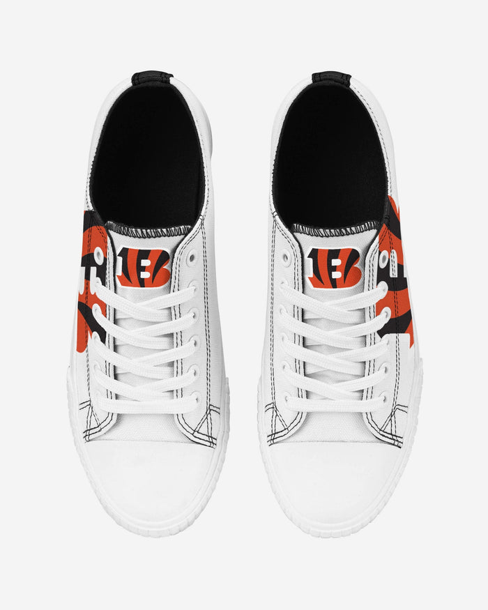 Cincinnati Bengals Womens Big Logo Low Top White Canvas Shoes FOCO - FOCO.com