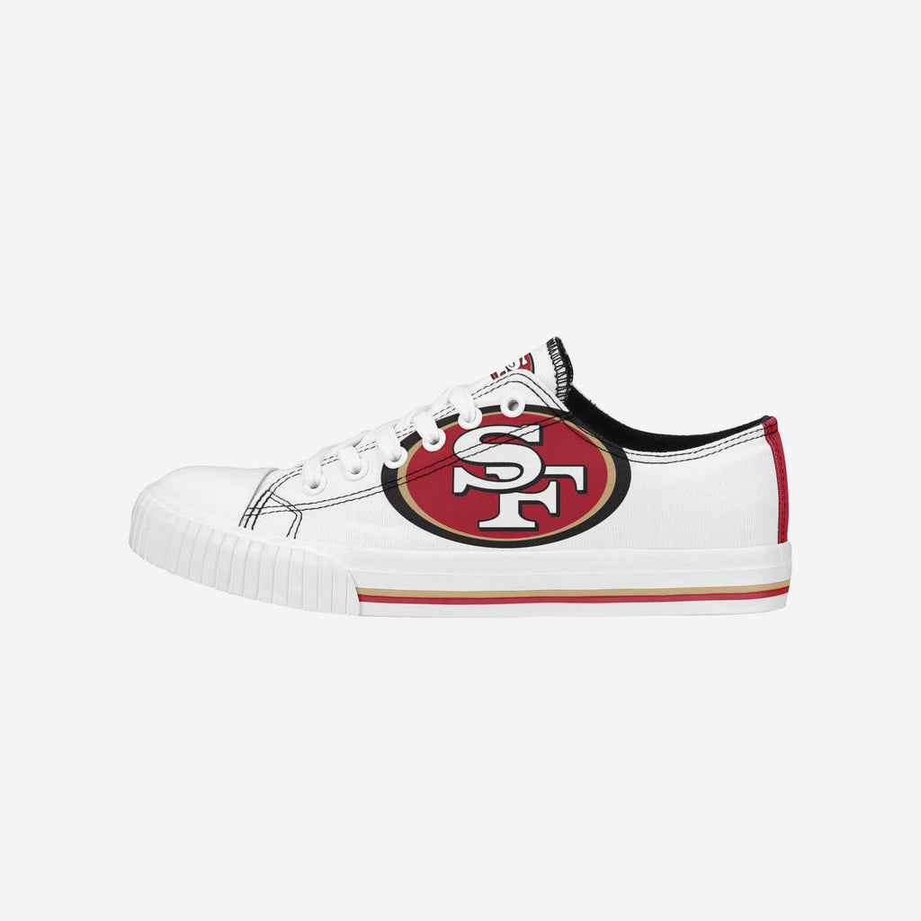 San Francisco 49ers Womens Big Logo Low Top White Canvas Shoes FOCO 6 - FOCO.com