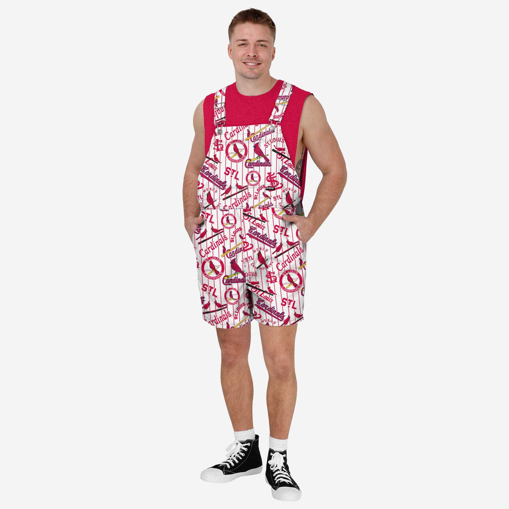 St Louis Cardinals Mens Historic Print Bib Shortalls FOCO S - FOCO.com