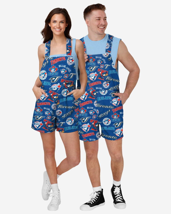 Toronto Blue Jays Mens Historic Print Bib Shortalls FOCO - FOCO.com