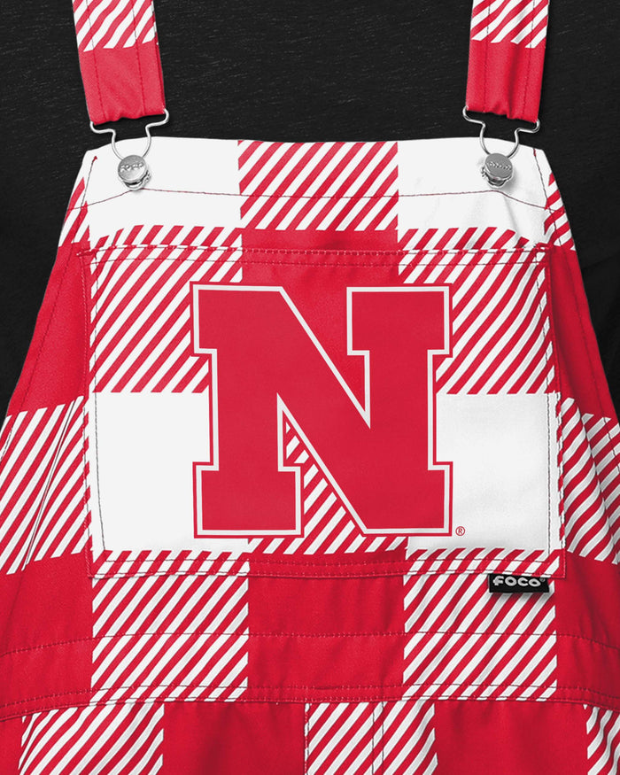 Nebraska Cornhuskers Mens Plaid Bib Shortalls FOCO - FOCO.com