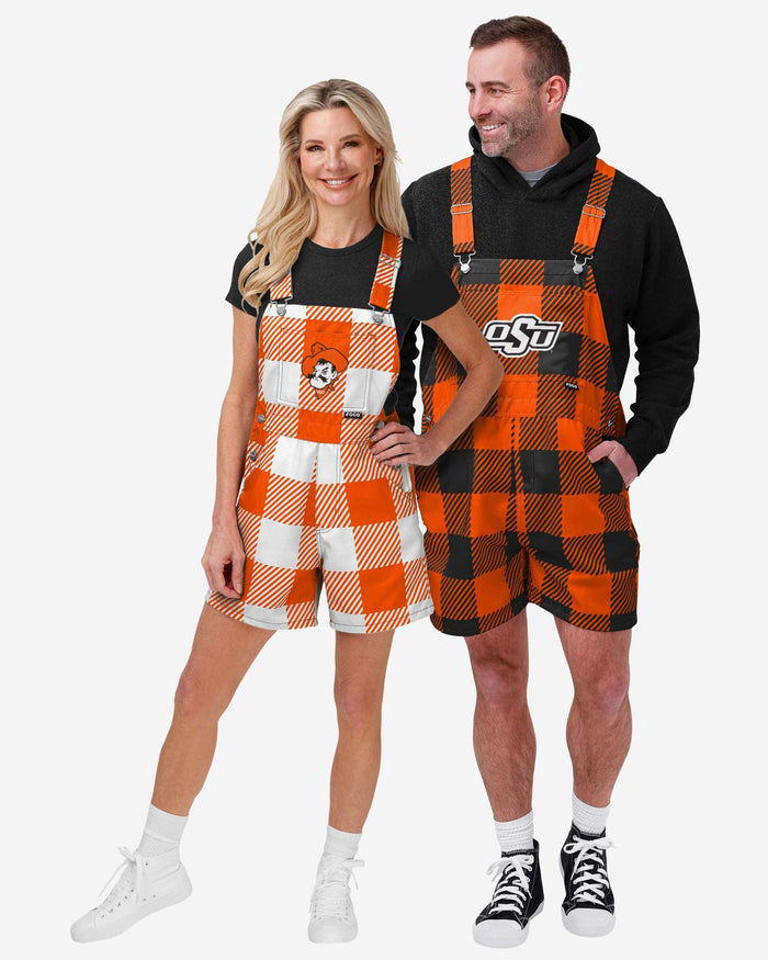 Oklahoma State Cowboys Mens Plaid Bib Shortalls FOCO - FOCO.com