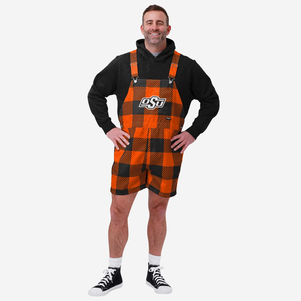 Oklahoma State Cowboys Mens Plaid Bib Shortalls FOCO S - FOCO.com