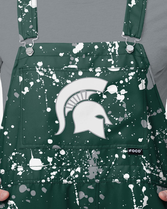 Michigan State Spartans Mens Paint Splatter Bib Shortalls FOCO - FOCO.com