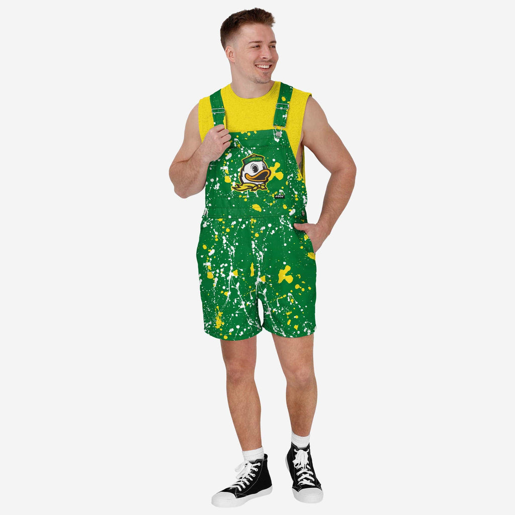 Oregon Ducks Mens Paint Splatter Bib Shortalls FOCO S - FOCO.com