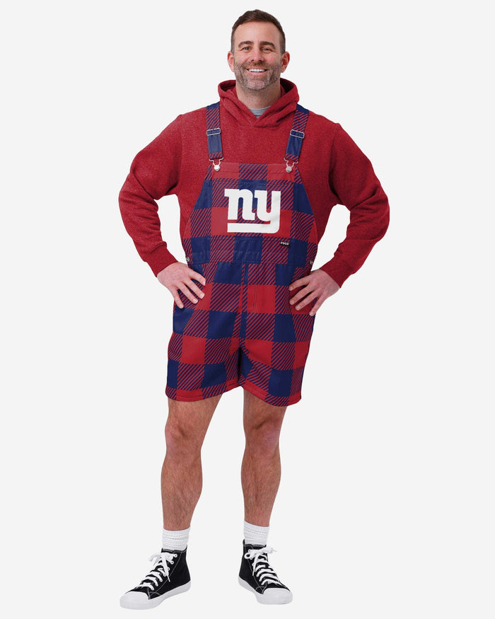 New York Giants Mens Plaid Bib Shortalls FOCO S - FOCO.com